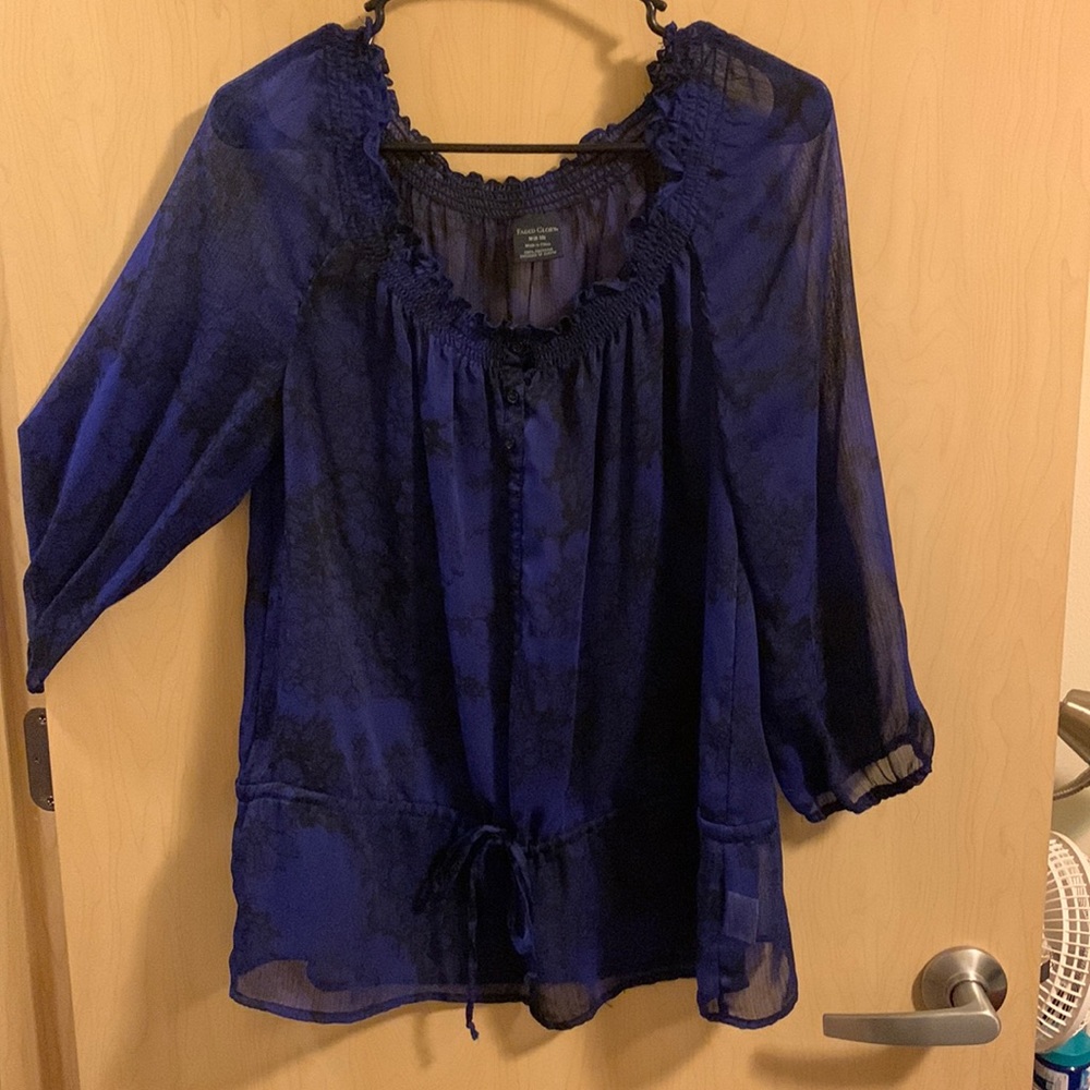 Sheer purple and black blouse